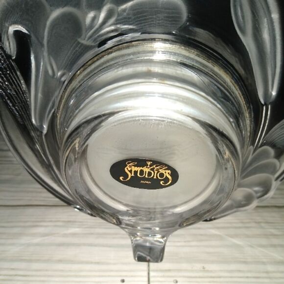 Vintage Hand Crafted Crystal Clear Studios Frosted Quartz Clock Mantel Table Top - Picture 4 of 11